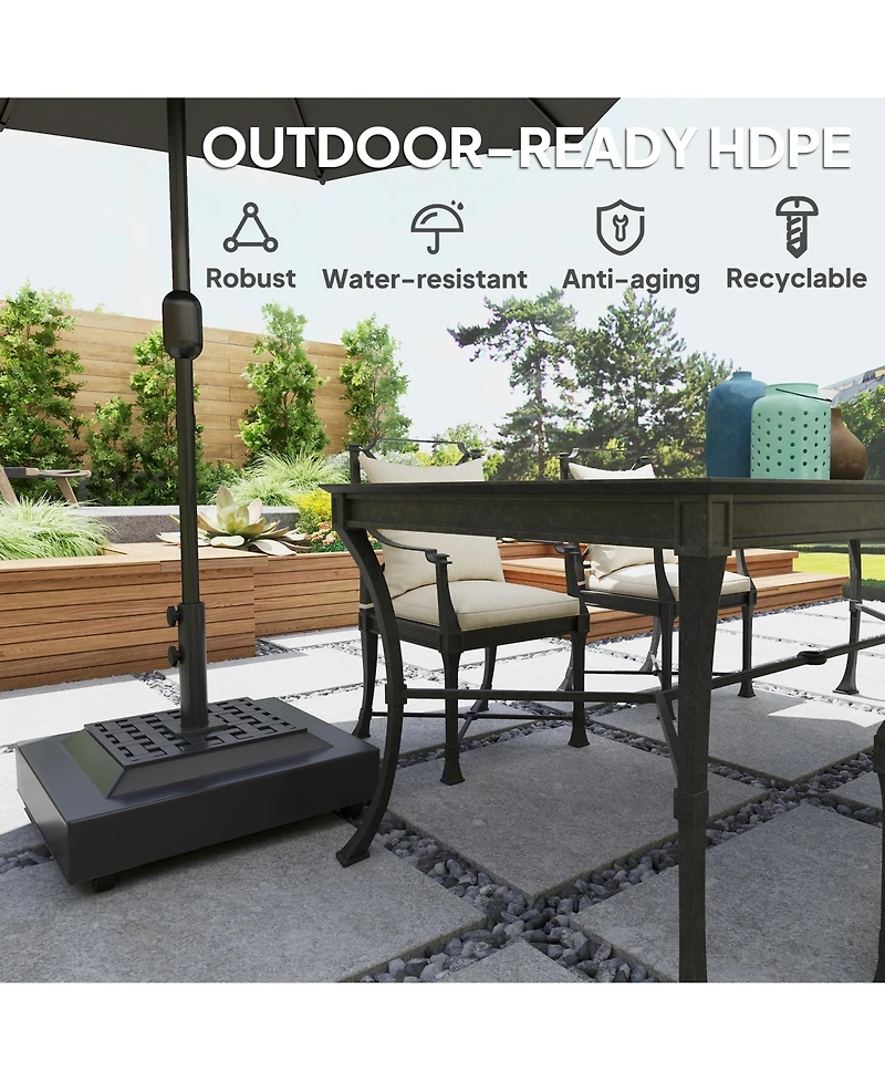 Outsunny Fillable Patio Umbrella Base Outdoor Umbrella Sd with Wheels