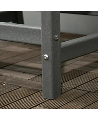 Outsunny Patio Chair with Armrests, Slatted Back Armchair