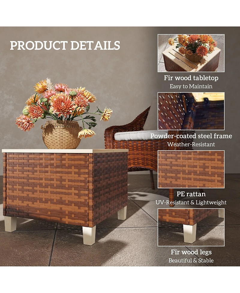 Outsunny Outdoor Side Table with Pe Rat