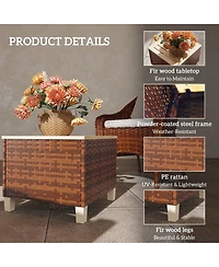 Outsunny Outdoor Side Table with Pe Rat