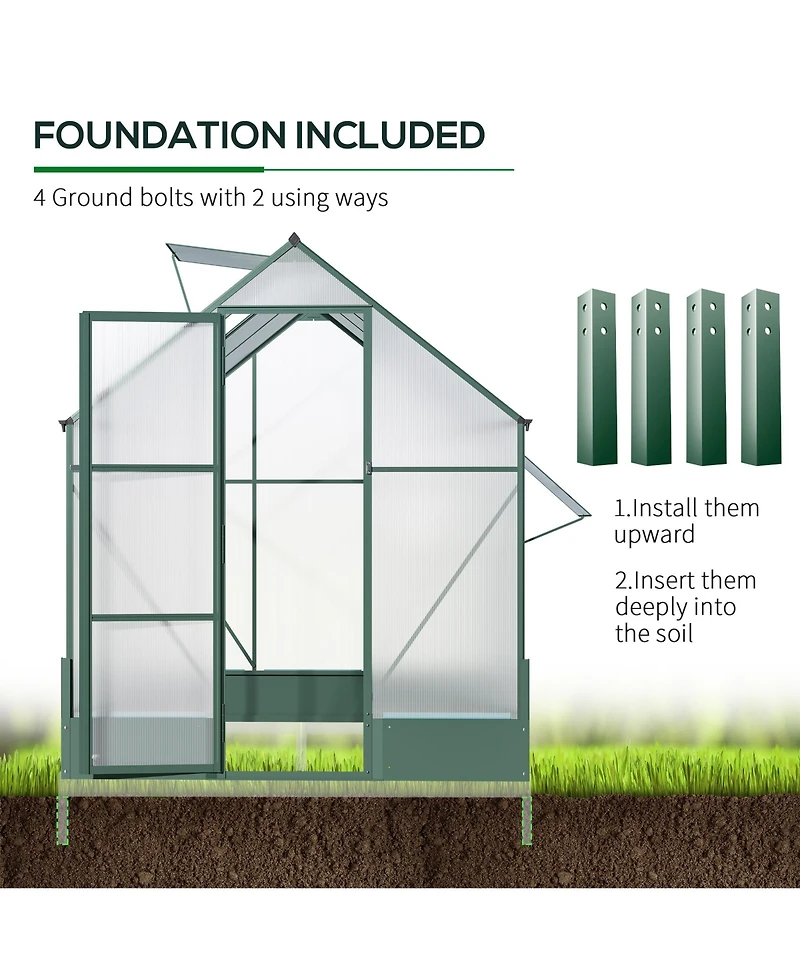 Outsunny 6' x 8' x 7' Walk-in Plant Polycarbonate house Backyard/Outdoor