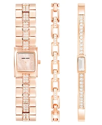 Anne Klein Women's Quartz Rose Gold-Tone Metal Alloy Bracelet Watch Set, 18mm