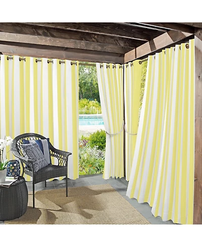 Sun Zero Valencia Cabana Stripe Indoor/Outdoor Uv Protectant Room Darkening Grommet Curtain Panel