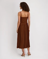 Siena Women's Pleated Woven Sleeveless Midi Dress