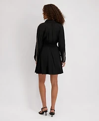kensie Women's Long-Embellished-Sleeve A-Line Dress