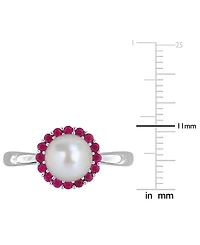 Cultured Freshwater Pearl (7-7.5mm) & Ruby (1/3 ct. t.w.) Ring Sterling Silver