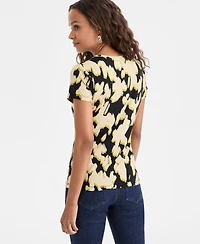 I.n.c. International Concepts Petite Cotton Abstract-Print Cap-Sleeve T-Shirt, Macy's Exclusive