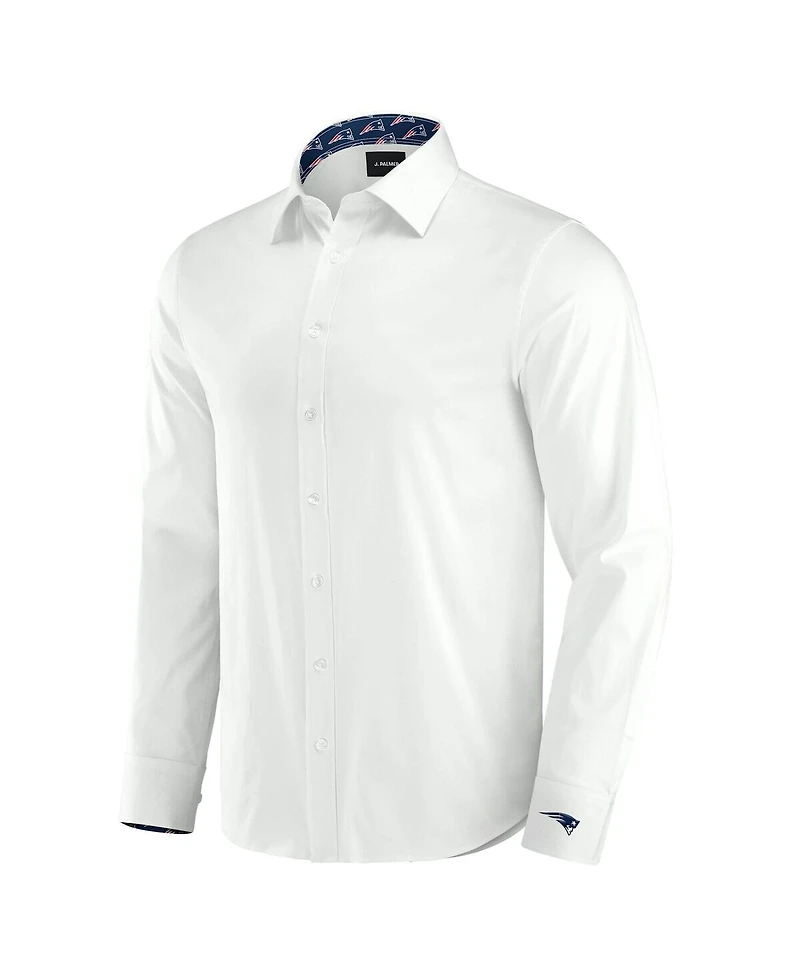 J. Palmer Men's White New England Patriots Man-In-Motion Long Sleeve Button-Up Dress Shirt