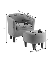 Convenience Concepts 26.25" Polyester Take a Seat Churchill Accent Chair with Ottoman