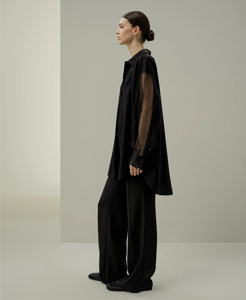 Lilysilk Women's Silk Blouse with Organza Sleeves