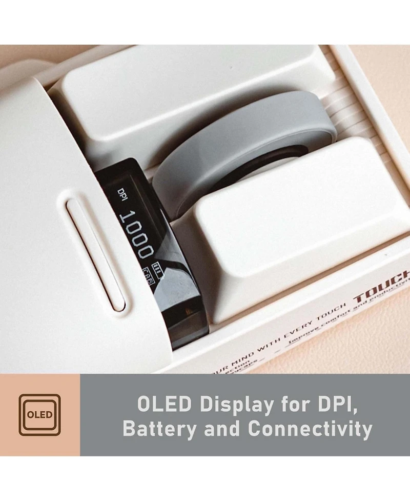 Lofree Pbt Wireless Mouse, Rechargeable, Oled Display, 4000 Dpi, Triple Mode (Bluetooth, 2.4G, Type C
