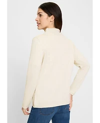 Olsen Women's Rib Knit Zip Front Cardigan