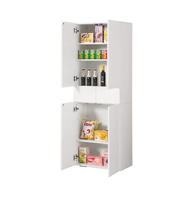 Basicwise 66-Inch Multi-Functional Black Finish Kitchen Pantry Cabinet with 4 Doors, 3 Adjustable Shelves, 2 Cabinets with 1 Drawer – Elegant F
