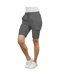 Galaxy By Harvic Women's Loose Fit Super Flex Stretch Cargo Jogger Shorts