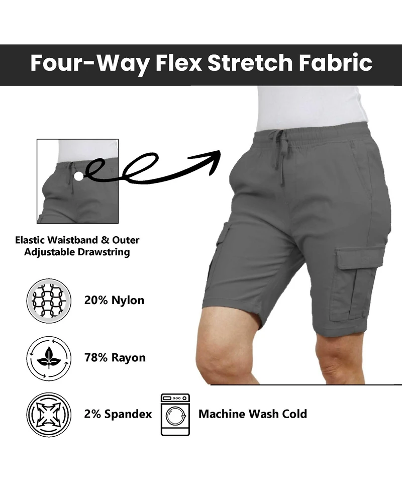 Galaxy By Harvic Women's Loose Fit Super Flex Stretch Cargo Jogger Shorts