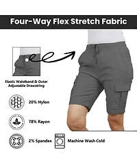 Galaxy By Harvic Women's Loose Fit Super Flex Stretch Cargo Jogger Shorts