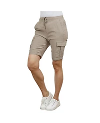 Galaxy By Harvic Women's Loose Fit Super Flex Stretch Cargo Jogger Shorts