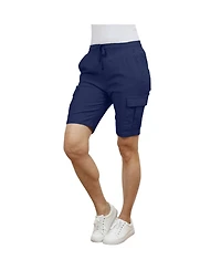 Galaxy By Harvic Women's Loose Fit Super Flex Stretch Cargo Jogger Shorts