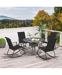 2 Pcs Outdoor Rocking Chairs with Breathable Backrest Smooth Safe Design