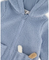 Deux par Baby Boy Plush Hooded Jacket Light Blue