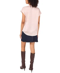 Vince Camuto Women's Printed V-Neck Short-Sleeve Blouse