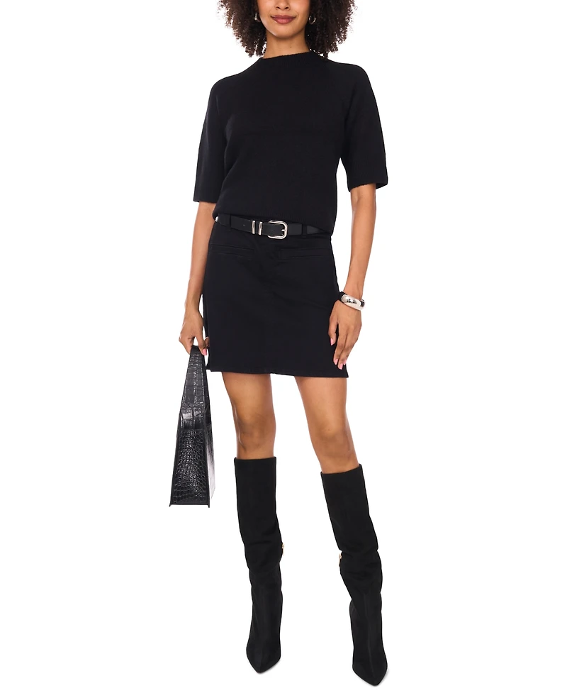 Vince Camuto Women's Cozy Mock Neck Short-Sleeve Sweater