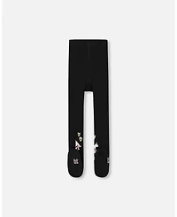 Deux par Girl Knit Tights Black with Unicorns and Hearts - Toddler|Child