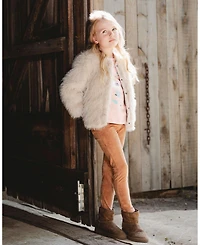 Deux par Girl Stretch Suede Treggings Light Pecan Brown