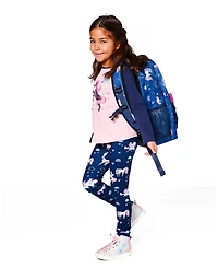 Deux par Girl Stretch Jersey Leggings Navy Unicorn Print