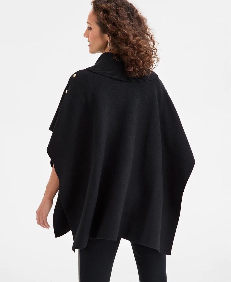 Jm Collection Women's Cowl-Neck Button-Detail Poncho, Macy's Exclusive