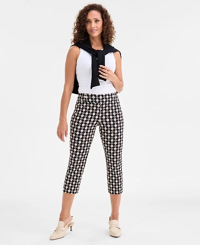 Jm Collection Women's Printed Pull-On Capri Tummy-Control Pants, Macy's Exclusive