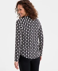 Jm Collection Women's Printed Zip Pocket Top, Macy's Exclusive