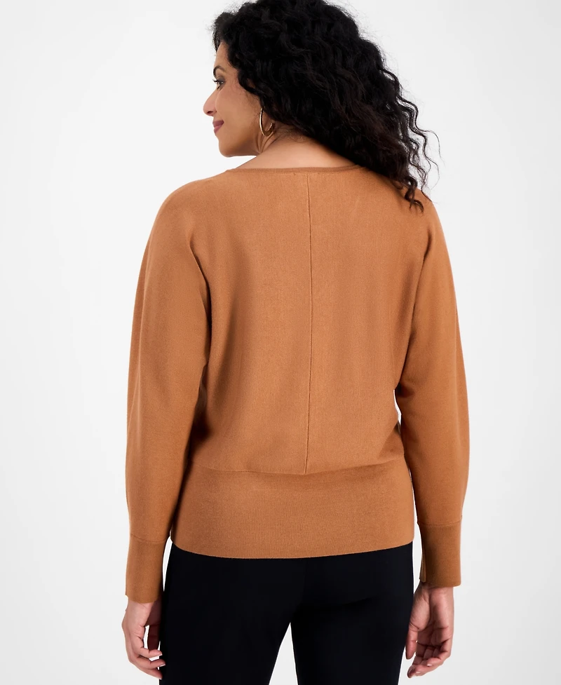 Jm Collection Petite V-Neck Dolman-Sleeve Sweater, Macy's Exclusive