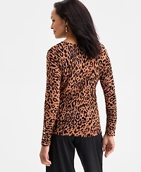 Jm Collection Women's Printed Crewneck Sweater, Macy's Exclusive