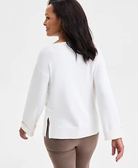 Jm Collection Women's Split-Hem Boat-Neck Sweater, Macy's Exclusive