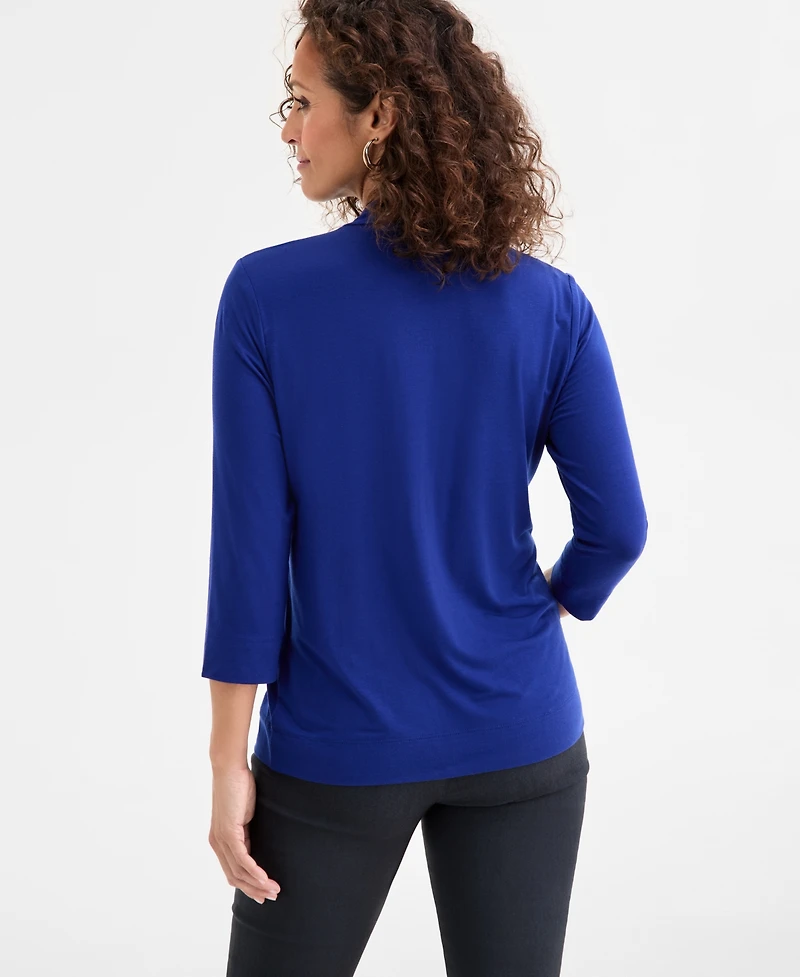 Jm Collection Women's Mock-Neck 3/4-Sleeve Top, Macy's Exclusive