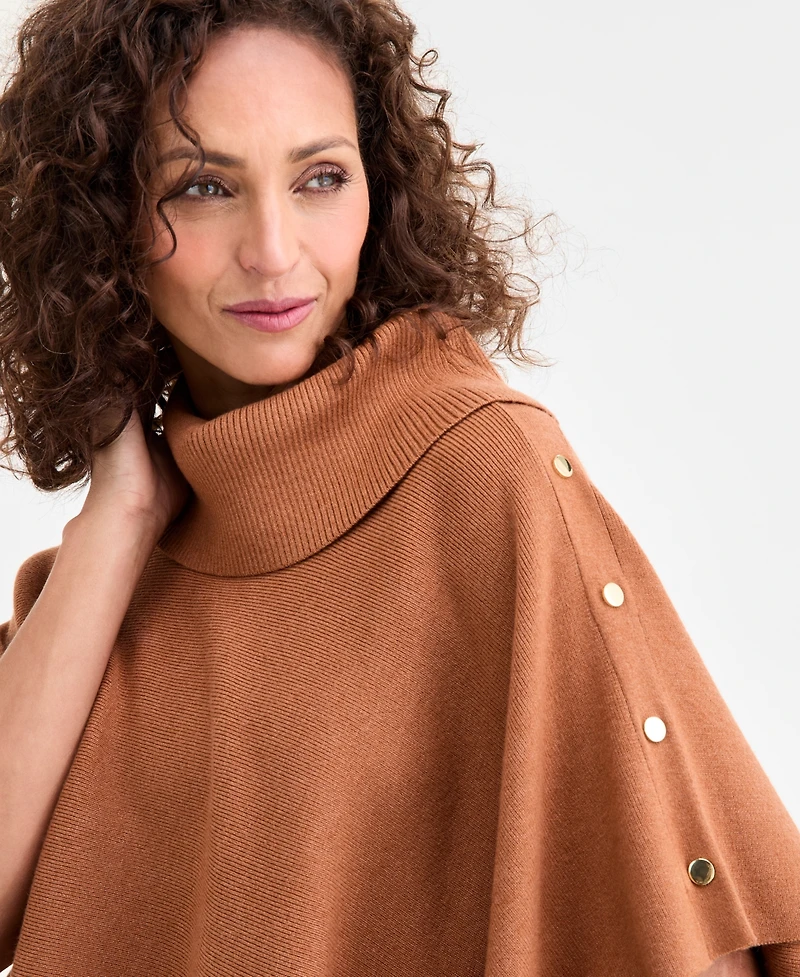 Jm Collection Women's Cowl-Neck Button-Detail Poncho, Macy's Exclusive