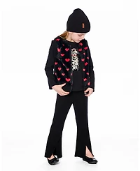 Deux par Girl Ribbed Leggings Bootleg with Slit Black
