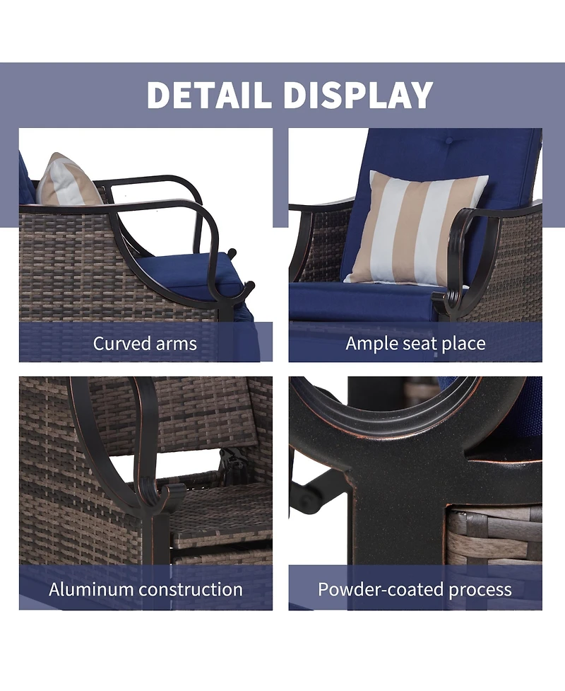 Outsunny Outdoor Recliner Chair, Pe Wicker Furniture, Dark