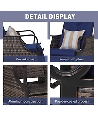 Outsunny Outdoor Recliner Chair, Pe Wicker Furniture, Dark