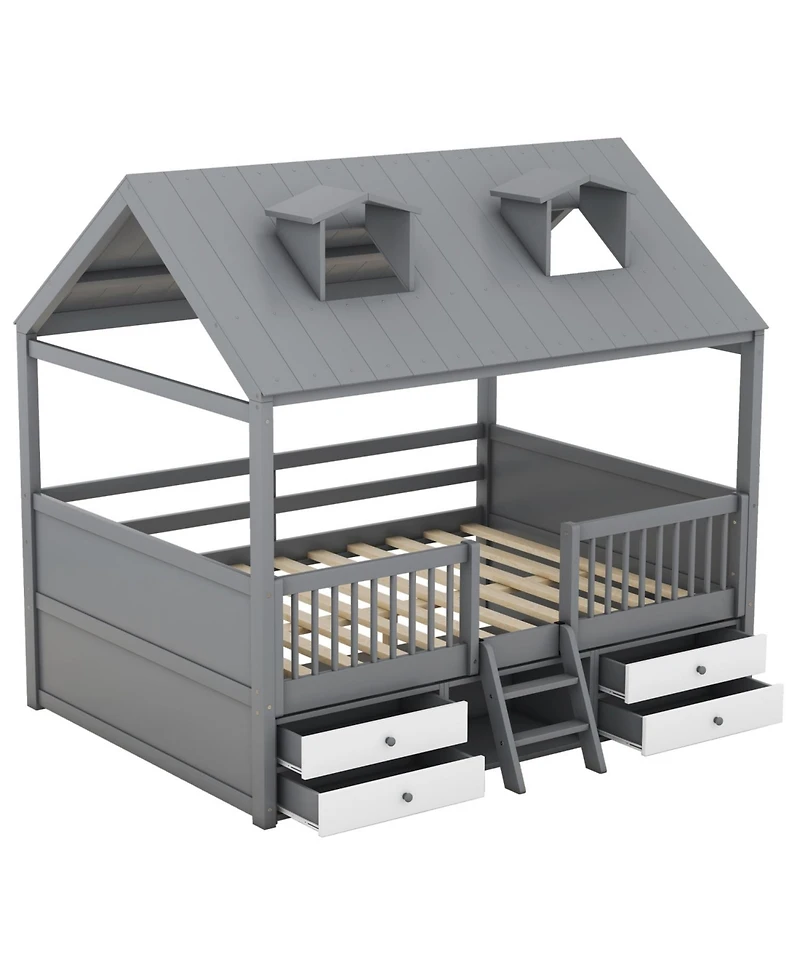 Streamdale Furniture Full Size Wood Bed House Bed Frame