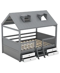 Streamdale Furniture Full Size Wood Bed House Bed Frame