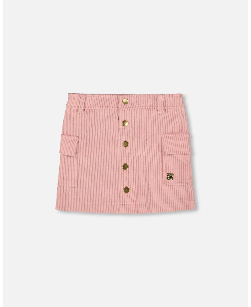Deux par Girl Corduroy Skirt with Cargo Pockets Dusty Pink