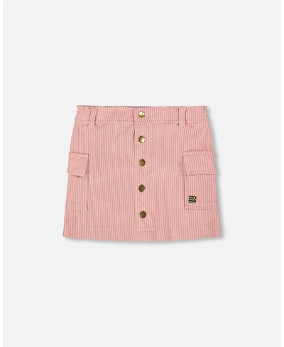Deux par Girl Corduroy Skirt with Cargo Pockets Dusty Pink