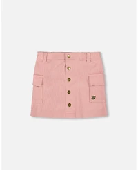 Deux par Girl Corduroy Skirt with Cargo Pockets Dusty Pink