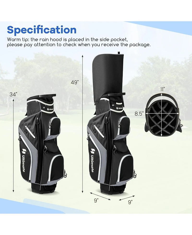 Mecale Golf Cart Bag with 14 Way Top Dividers