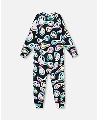 Deux par Girl One-Piece Thermal Underwear Smiley Face