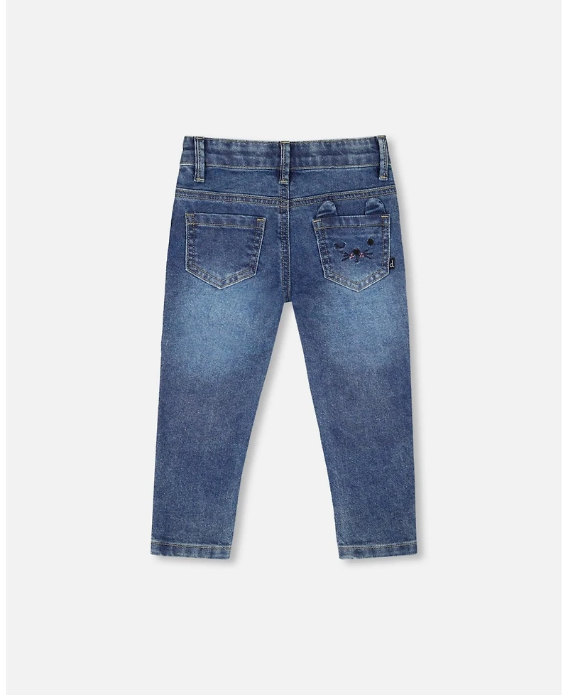 Deux par Big Girls Jeans Blue Denim with Embroideries