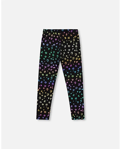 Deux par Girl Stretch Jersey Leggings Multicolor Leopard Print - Child