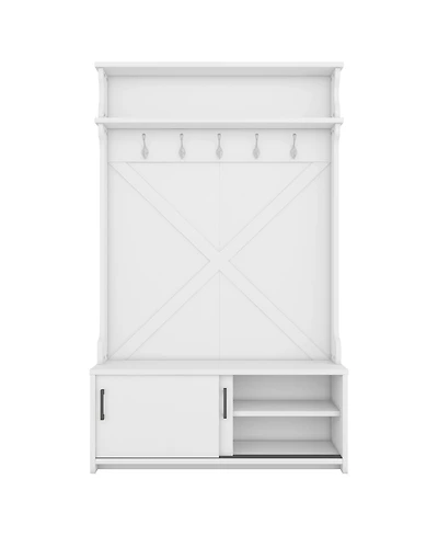 Vanirror 3-in-1 Entryway Hall Tree Storage Bench w/ Coat Racks & Shoe Bench & Cabinet